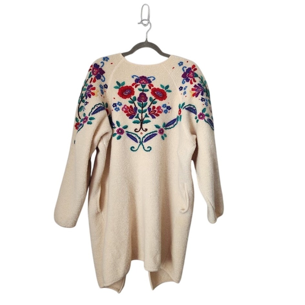 SSG Catharine Lover Wool Jacket Flower Embroidery Boho Cottagecore Cream M - Picture 2 of 8